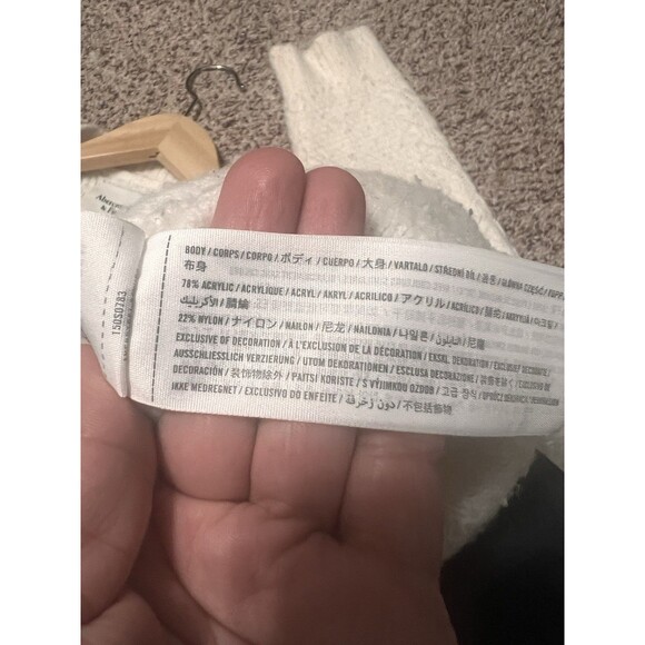 Abercrombie &fitch cable v -neck chunky oversized sweater ivory women size M - Picture 6 of 7